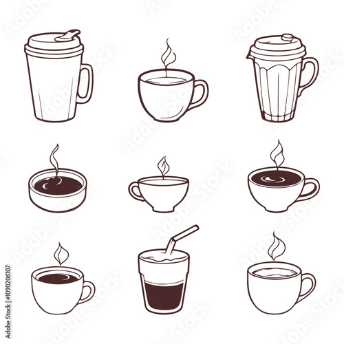 Hand Drawn Coffee Cup Icon Set