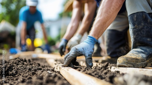 Community resilience portrayed by close-up shots of volunteers rebuilding homes after a natural disaster, photography style, photo of