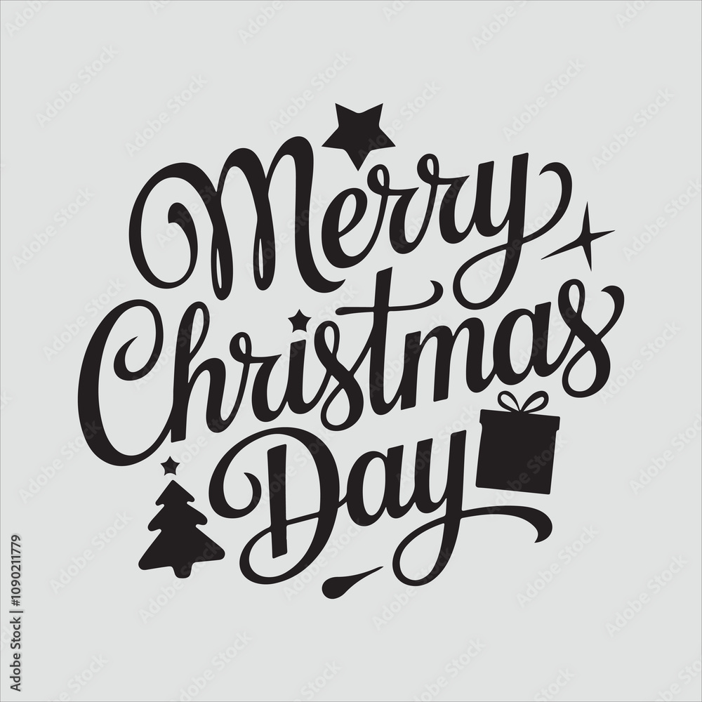 Naklejka premium Merry Christmas vector silhouette calligraphy letter Design