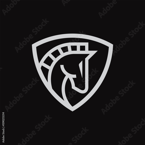 Horse logo with Simple Minimalist Line Art. Hand drawn Vector illustration.