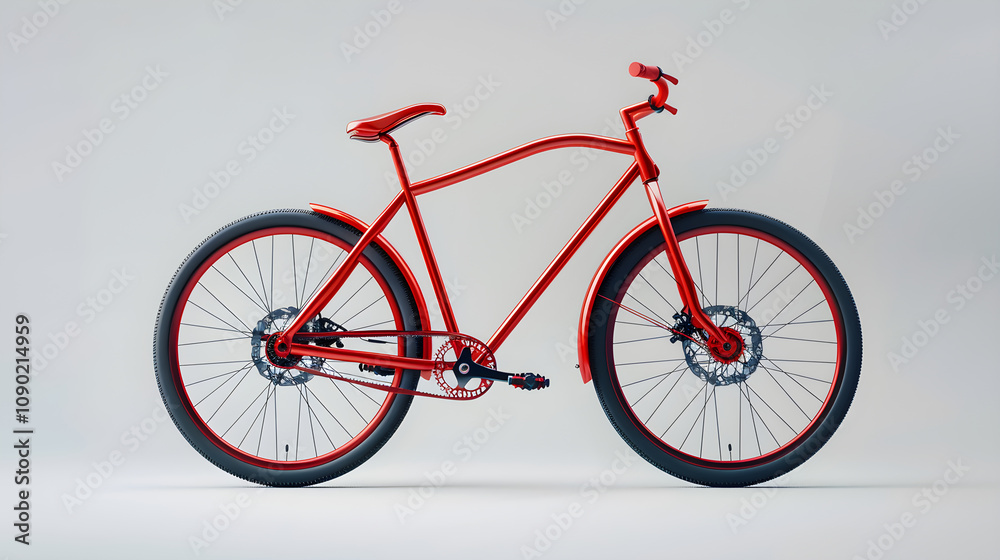 Fototapeta premium Red Gleaming BMX: A Fusion of Speed, Control and Aesthetics