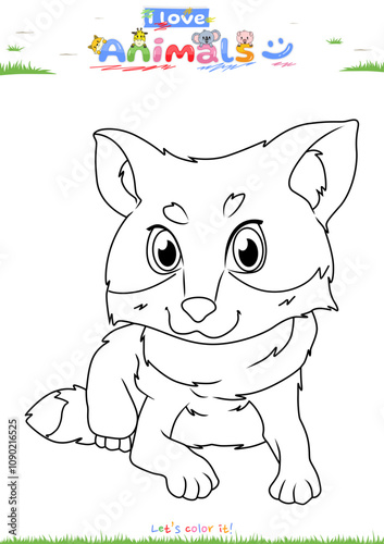 Lets color it Cute Coyote cartoon