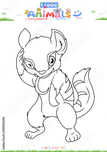Lets color it Cute Numbat Cartoon