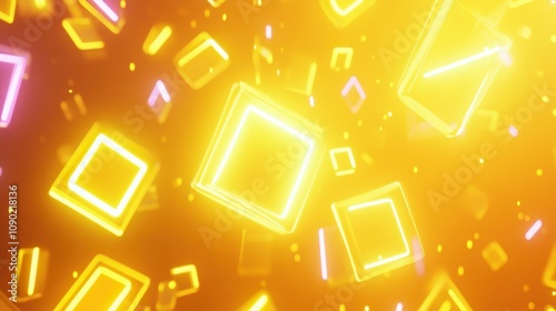 A vibrant abstract composition of glowing squares in warm colors, suggesting digital creativity.