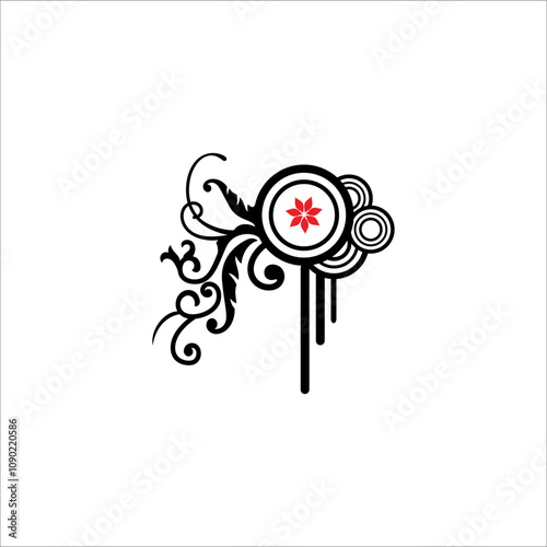 Tribal flowers combined with calligraphy patterns