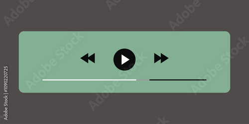 Template video player for web and mobile apps. Modern multimedia playback application. Audio player control panel, media music player.