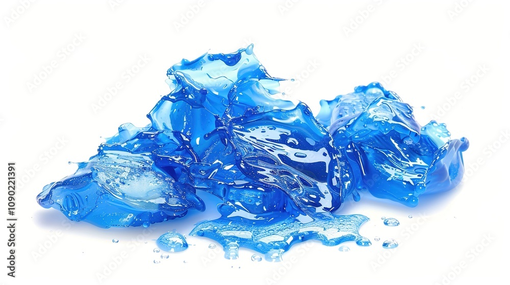 Fototapeta premium Blue Stroke of Paint Brush on White Background - A Captivating Mark of Creativity. The Vivid Blue Stroke, Left by the Paint Brush, Standing Out Against the Purity of White. Its Fluid Form and Color 