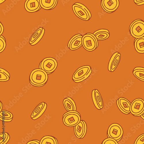 Bunch of Coin Vector Seamless Pattern illustration Design