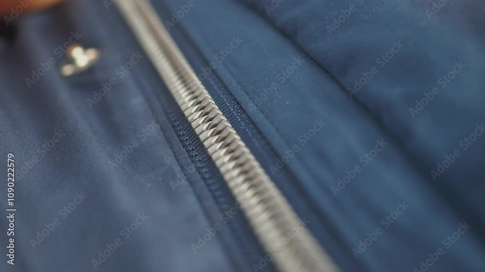 Man zipper on a jacket in cold autumn day. 