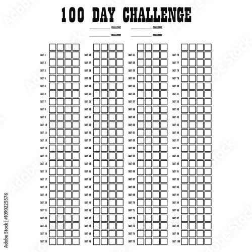 100 Day challenge calendar and goal Planner. Daily tracker with motivation word and goals. Plan your day make dream happen. Habit Tracker. Minimalist simple planner.