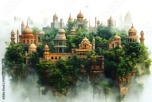 KANPUR city water color vector panoramic illustration
