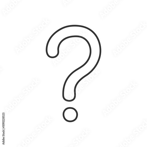 Hand drawn doodle outline question mark isolated flat design.