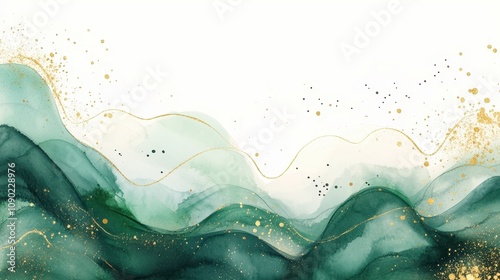 Elegant green and gold abstract art. Ideal for luxury branding, invitations, and website backgrounds.