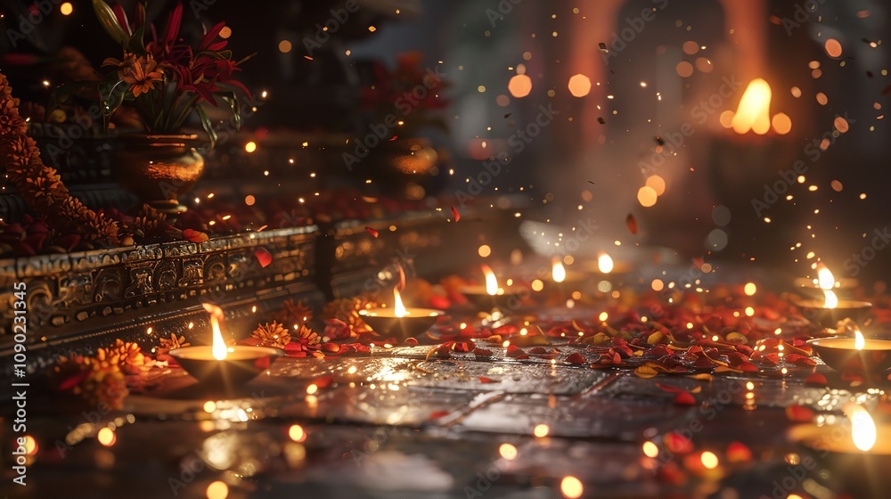 Fototapeta premium Celebrating Diwali in India 8K Realistic Lighting Highlights