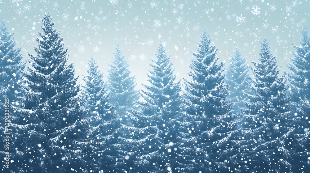 Fototapeta premium Snowy Forest Winter Scene