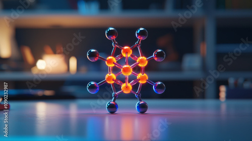 Sucralose health concept. Innovative 3D model of sucralose molecule in vibrant colors photo