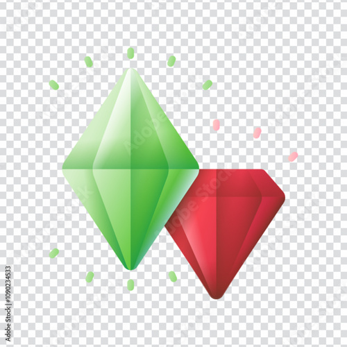Elegant flat vector illustration of shining diamonds, representing luxury, wealth, glamour, and sophistication. Ideal for use in jewelry branding, fashion magazines, ecommerce websites, wedding invita