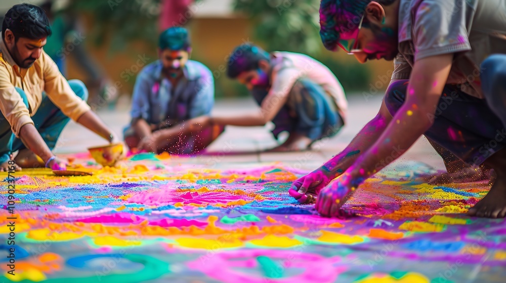 custom made wallpaper toronto digitalColorful Holi Festival in Pune, India with Male and Female Participants