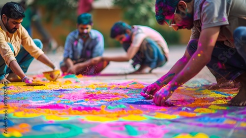 Wallpaper Mural Colorful Holi Festival in Pune, India with Male and Female Participants Torontodigital.ca