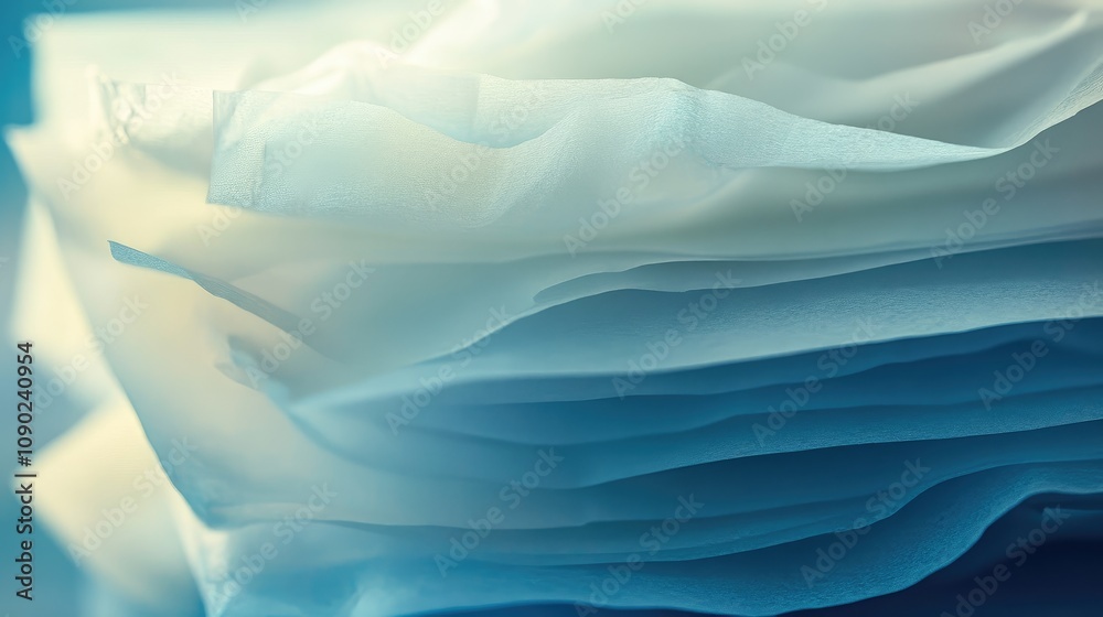 Obraz premium Close-Up View of Soft Layers of White Fabric in Gentle Light Create a Dreamy and Ethereal Atmosphere for Textiles and Fashion Inspiration