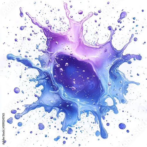 Abstract Blue and Purple Liquid Splashing photo