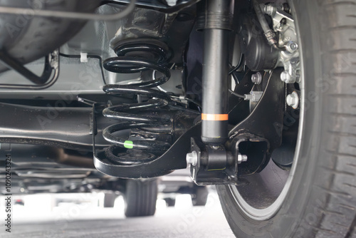 MPV car suspension and rear drive shaft. photo