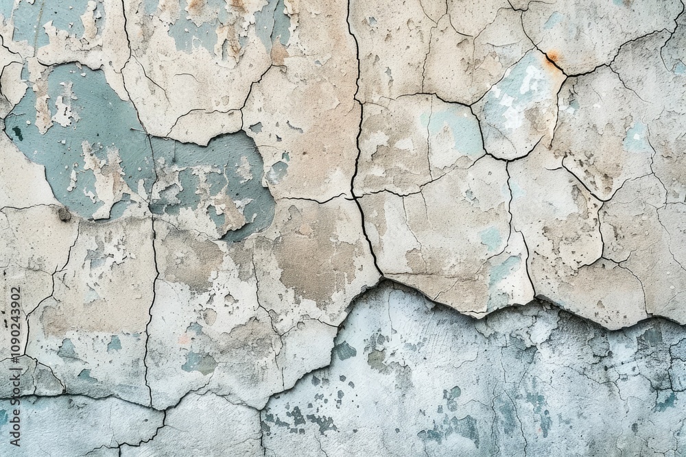 Fototapeta premium Cracked and weathered wall. Perfect for design projects about aging and decay.