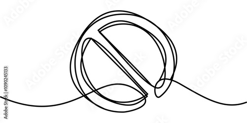 continuous line drawing of Prohibition symbol. abstract line art illustration