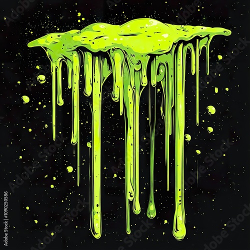 Abstract Lime Green Substance Dripping Down photo