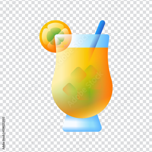 Colorful flat vector illustration of a Lulada, a refreshing traditional Colombian drink made from mashed lulo fruit, lime, sugar, and ice. Often served cold with a straw, this beverage is popular in t