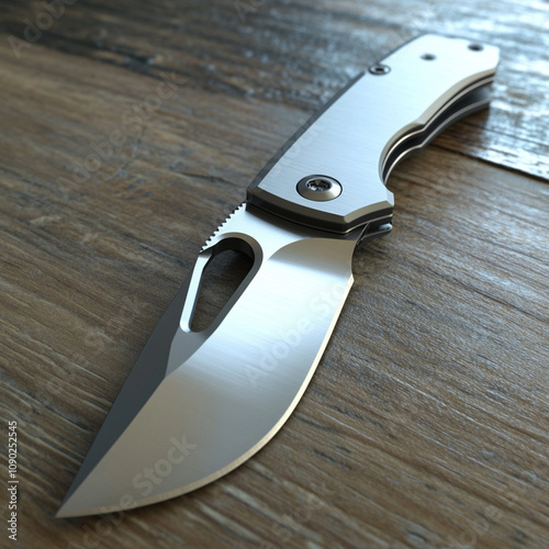  simple pocket knife, thin  handle, octane render, super hd, modern, high end, custom look photo