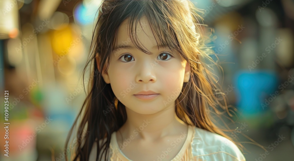 Obraz premium Portrait of a Young Girl with Long Hair