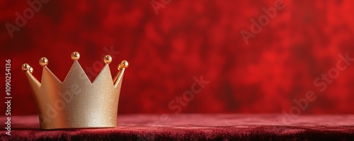 heaven glow divine Gold crown on red velvet background photo