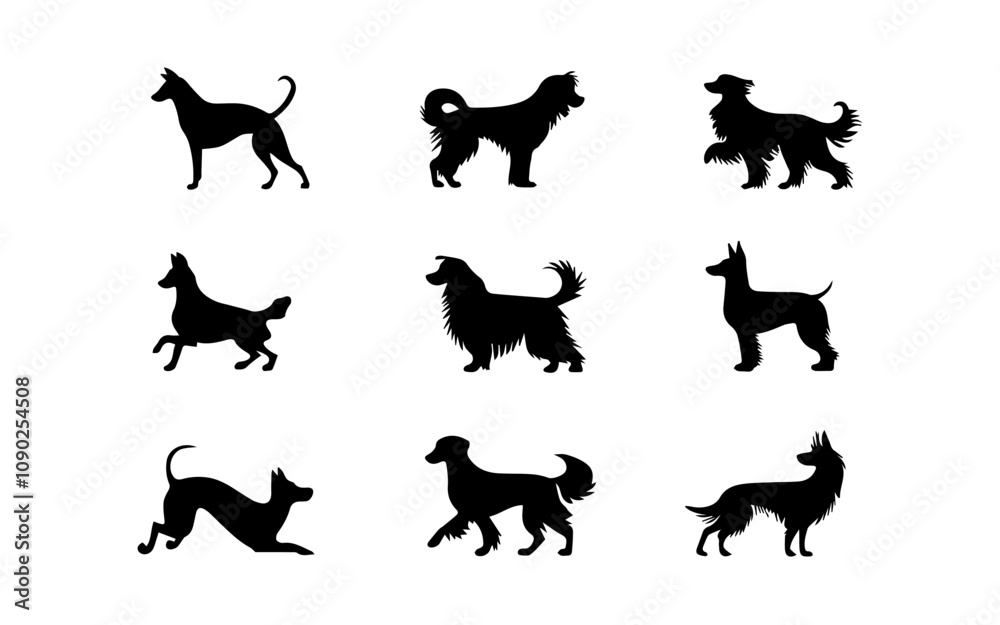 Obraz premium vector collection of dog animal silhouette illustrations