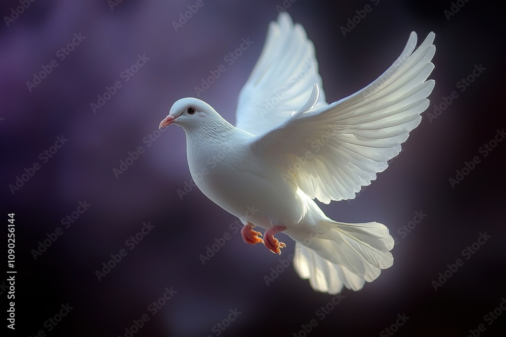 Fototapeta premium White Dove in Flight Peace Symbol Purity Hope Spiritual Bird