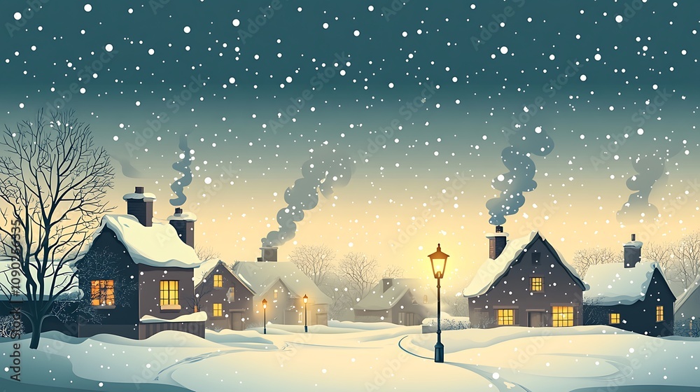 Fototapeta premium Snowy Winter Village