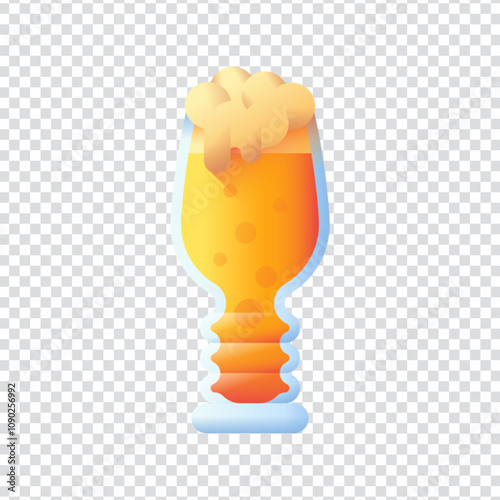 Bright and vibrant vector illustration of a classic beer mug filled with frothy foam, designed in a clean flat style. Perfect for use in bar menus, Oktoberfest promotions, party flyers, brewery brandi