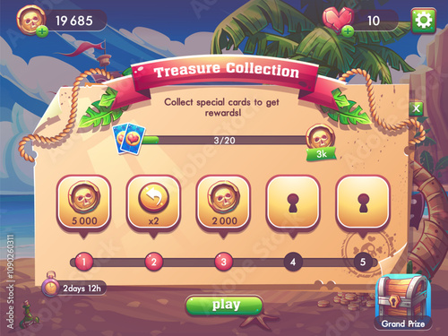 Treasure collection playing field collect cards windows