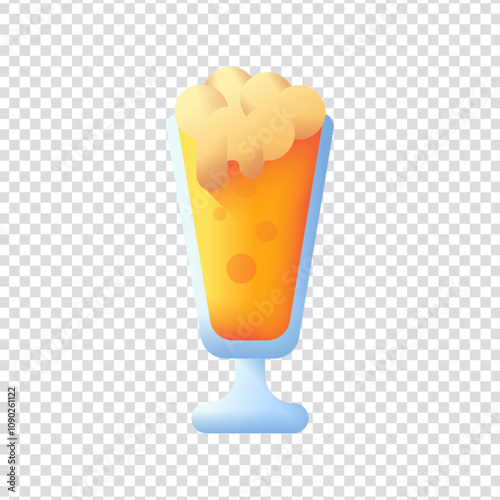 Vibrant and detailed vector illustration of a classic beer mug filled with frothy beer, designed in a clean flat style. Ideal for use in bar menus, Oktoberfest promotions, party flyers, brewery brandi
