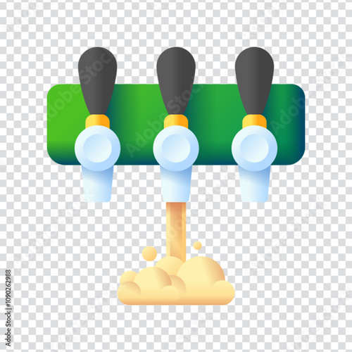Detailed vector illustration of a classic beer tap dispenser, designed in a clean flat style. Perfect for use in bar menus, brewery branding, Oktoberfest or Festa Junina festival graphics, pub signage