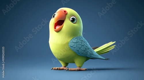 caricature A parrot as a host, very fat, cute, funny, clearly expresses her emotions, overacting. Details are sharp and realistic throughout the image photo