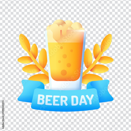 Vibrant and festive vector illustration celebrating International Beer Day, featuring iconic beer mugs and festive elements in a clean flat style. Ideal for use in bar promotions, event posters, socia
