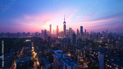 Wallpaper Mural Toronto Skyline Sunset Cityscape Evening View Torontodigital.ca