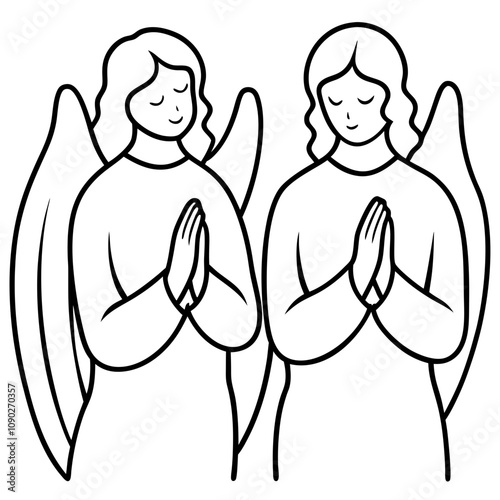  pair of angels pray with hands folded