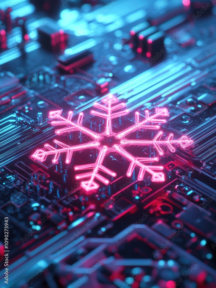 Obraz premium Computer MOTHERBOARD Snowflake Close Up