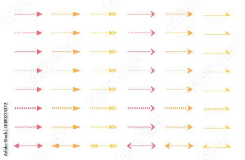 シンプルな矢印イラストセット／カラー／赤／オレンジ／黄色
