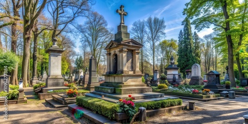 Monument in Powazki Cemetery, Warsaw, Poland , cemetery, Powazki, Warsaw, Poland, monument, statues, historic photo