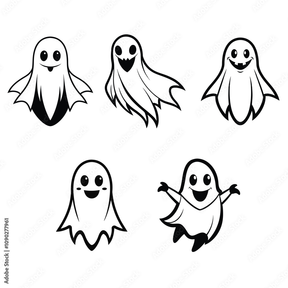 Obraz premium collection of Halloween Ghost Vector illustration