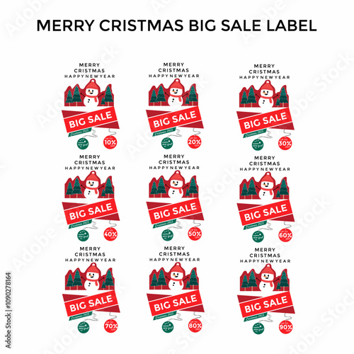 editable collection of promo banners offering sales discounts commemorating Christmas and New Year