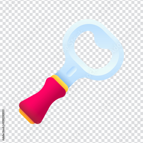 Clean and modern vector illustration of a bottle opener, designed in a simple flat style. Perfect for use in food and drink graphics, kitchen tools collections, bar and pub advertisements, beverage pa